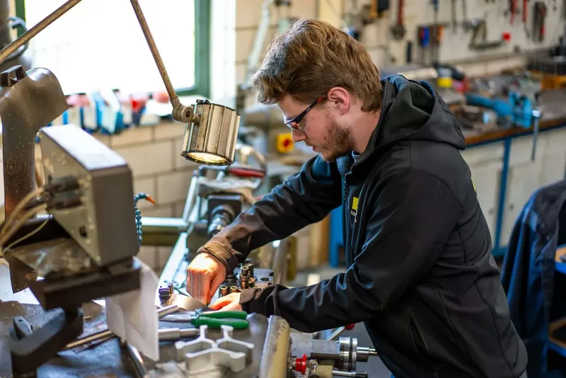 BOS technician working on homogeniser components
